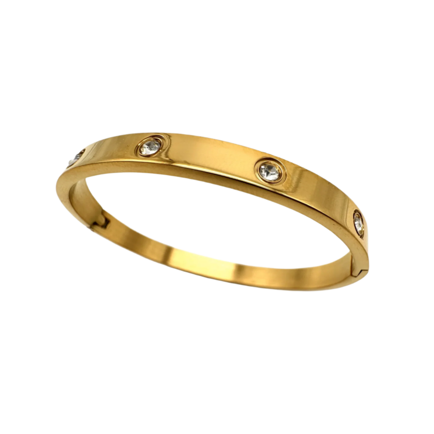 Gold Plated Cuff With Zircon Stones