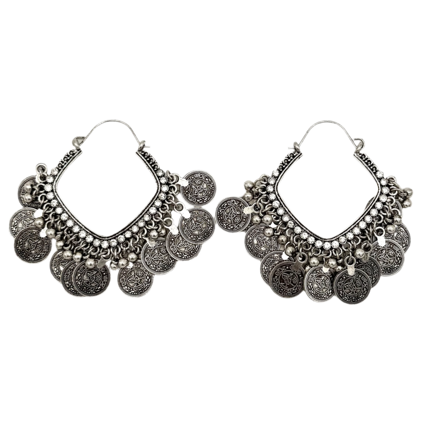 Antique Silver Earrings with Coins