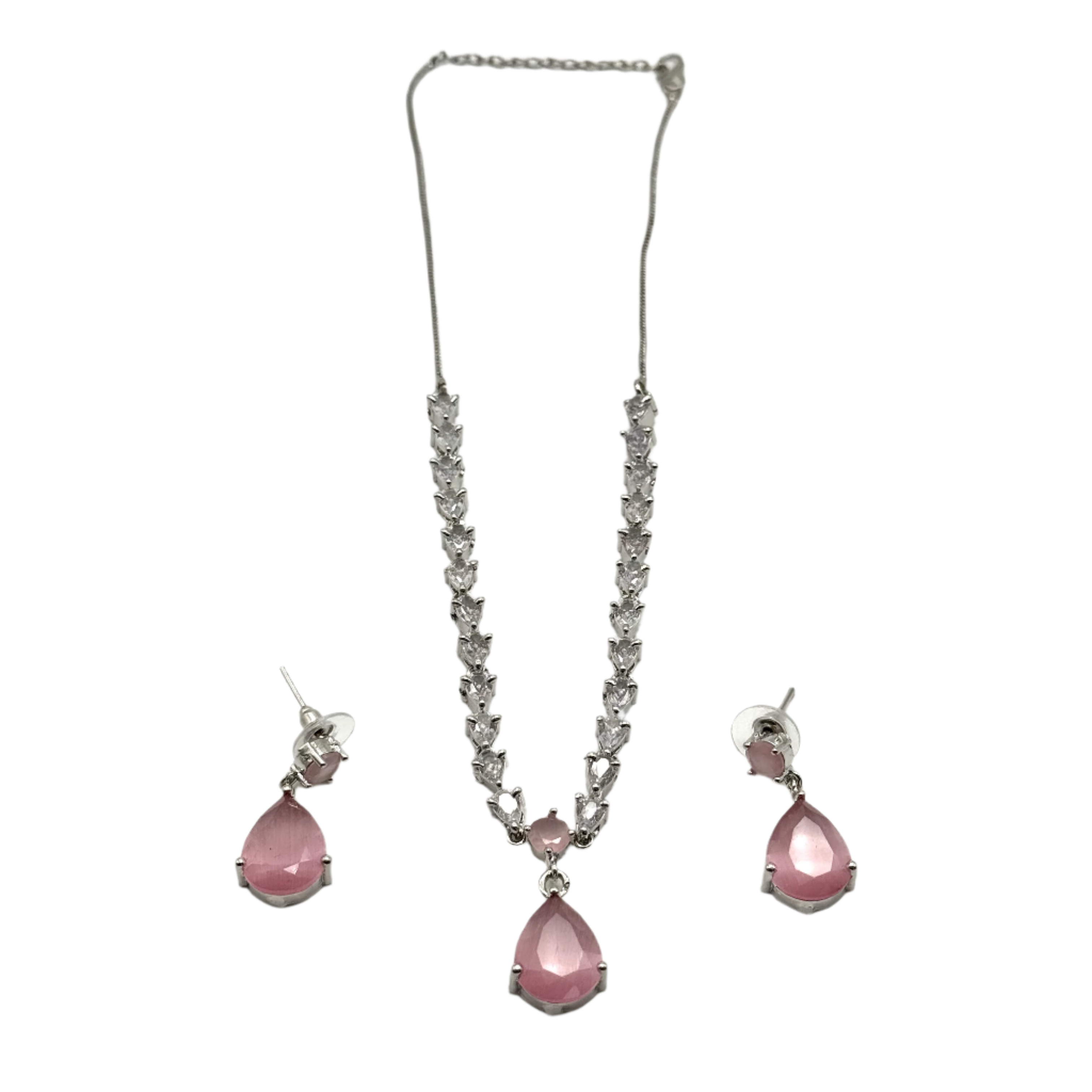 Minimalist Silver Necklace & Earring Set with Teardrop
