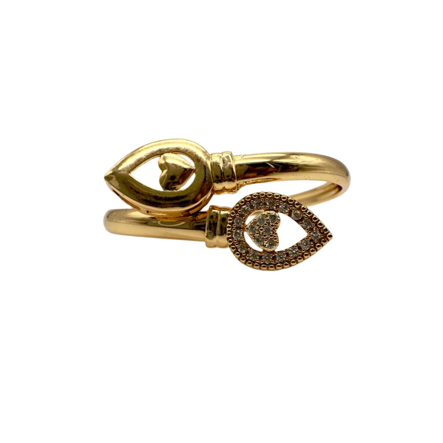Gold Plated Cuff with Zirconia Stones and Top Adjustable Design