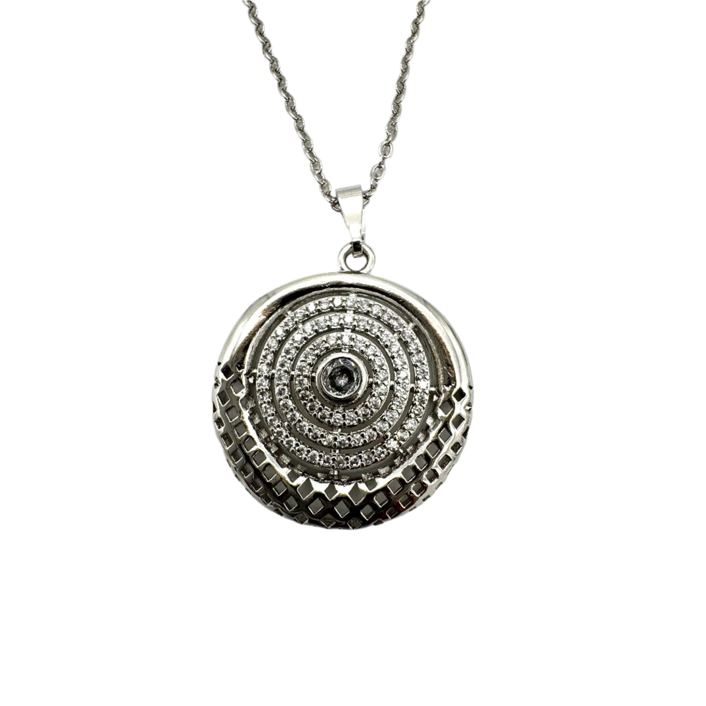Sterling Silver Necklace, Earring and Cuff Set with Zirconia Stones