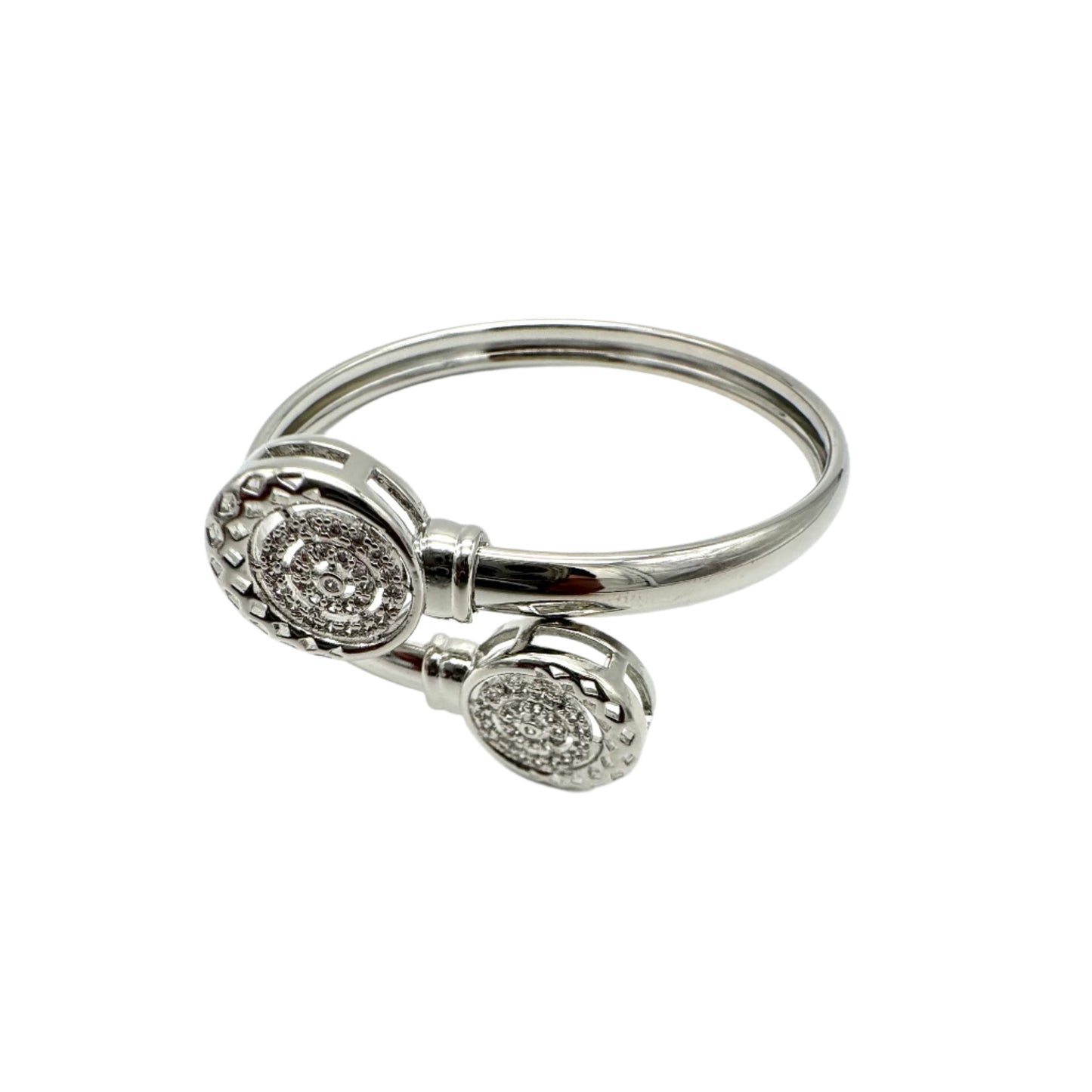 Sterling Silver Necklace, Earring and Cuff Set with Zirconia Stones