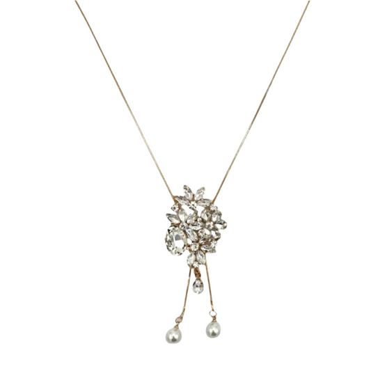 Vergulde ketting met zirkoonstenen en parels